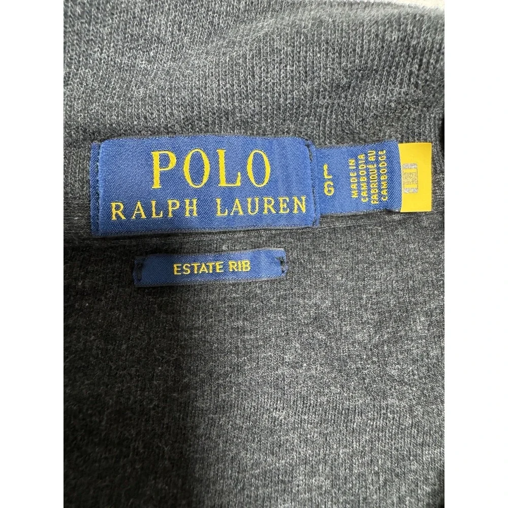 Polo‎ Ralph Lauren Estate Rib Quarter-Zip Pullover Gray Size Large
